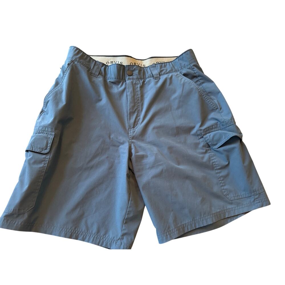 Orvis Mens Cargo Shorts 36 Blue Gorpcore Outdoor Comfort Utility Hiking Camping